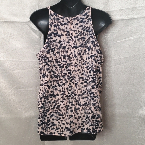 Banana Republic Pink & Navy Blue Double Layer Sleeveless Blouse SIZE: PETITE M - Picture 4 of 12